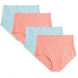 High-Waisted No-Show Brief Panties Size XS Lot of 4 Pairs Melon / Blue Underwear